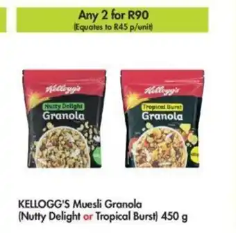 Makro Kellogg's Muesli Granola (Nutty Delight or Tropical Burst) 450g offer