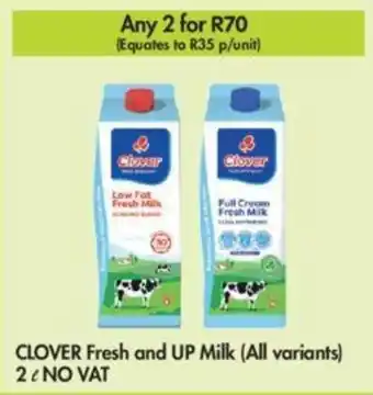 Makro Clover Fresh and UP Milk (all variants) 2l offer