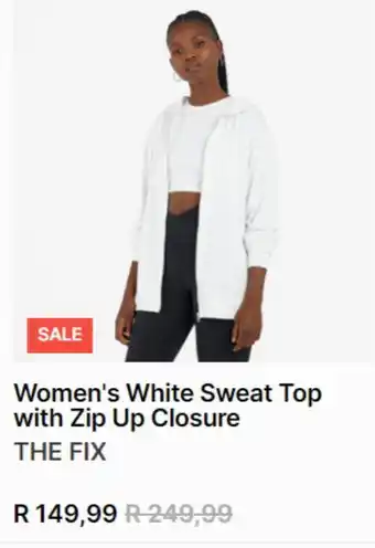 The FIX Women's white sweat top with zip up closure offer