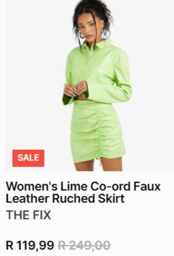 The FIX Women's lime co-ord faux leather ruched skirt offer