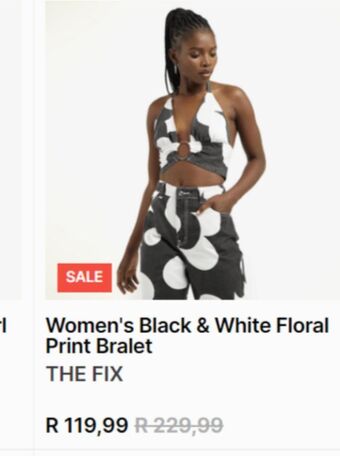The FIX Women's black & white floral print bralet offer