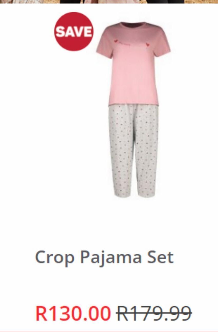 Crop pajama set offer at Pick N Pay Clothing