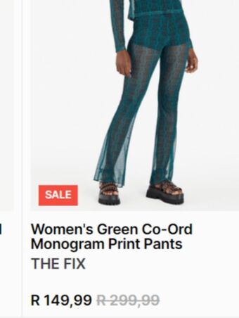 The FIX Women's green co-ord monogram print pants offer