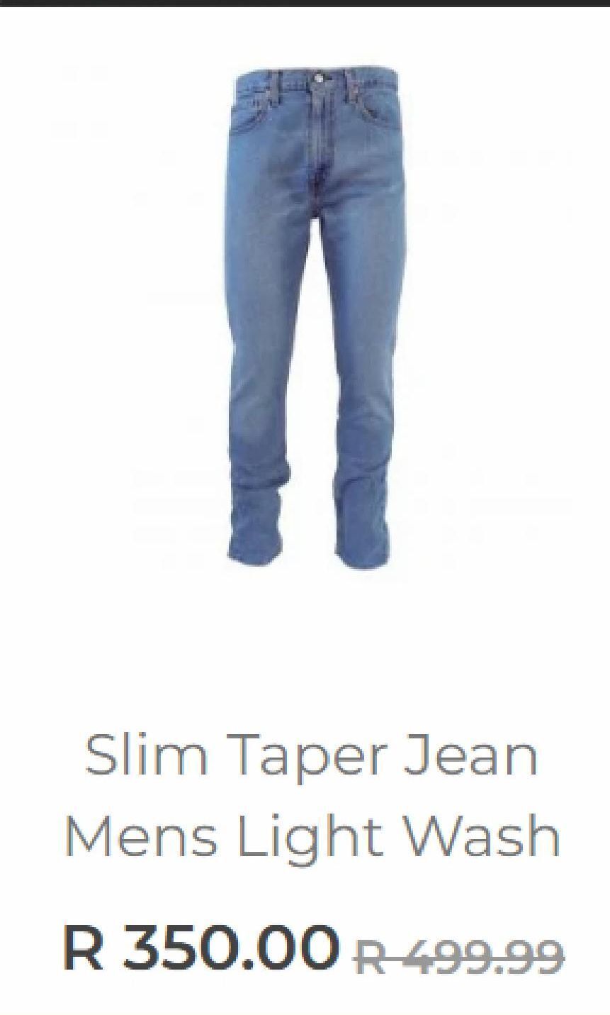 Slim taper jean mens light wash offer at Studio 88