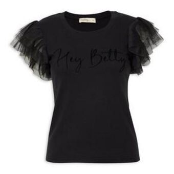 Black cap sleeve graphic tee