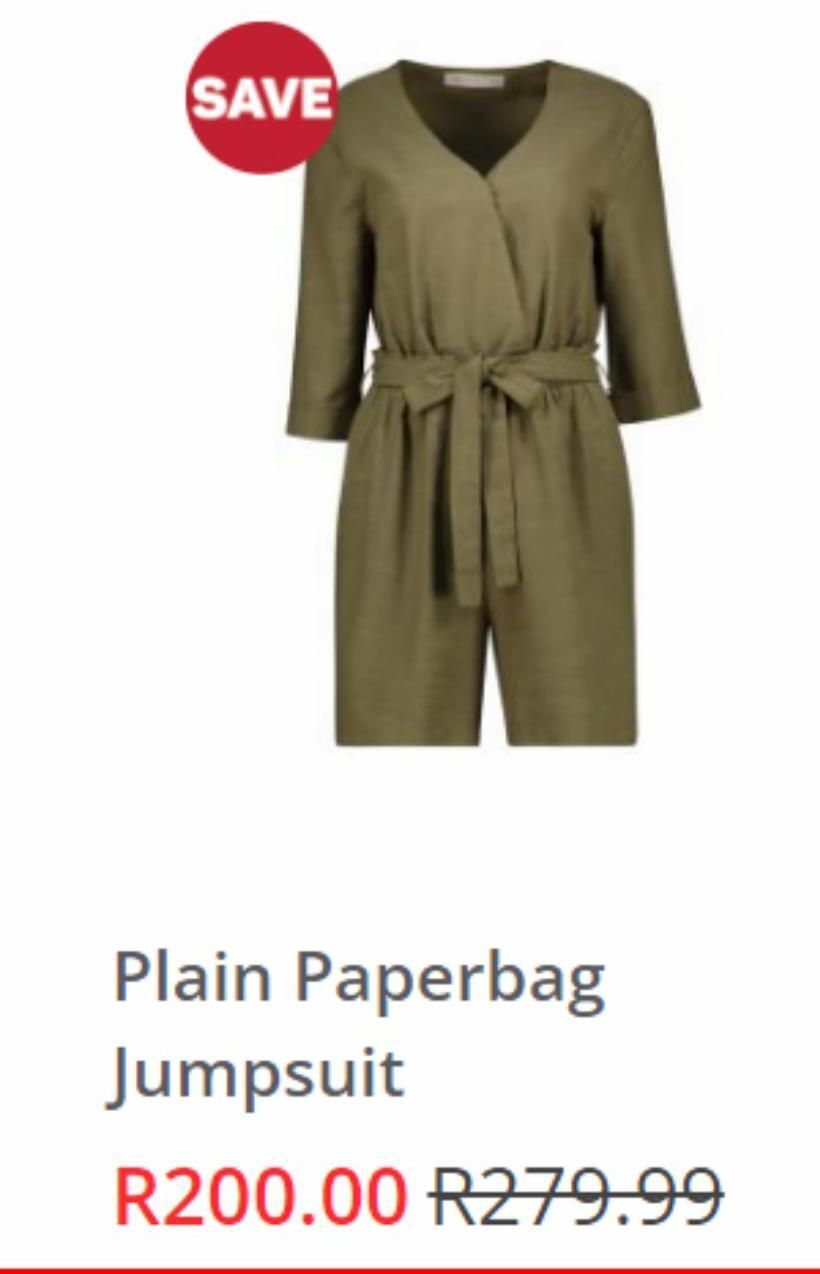 Plain paperbag jumpsuit offer at Pick N Pay Clothing