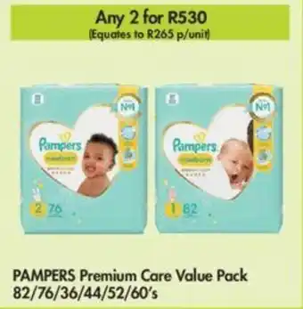 Makro Pampers Premium Care Value Pack 82/76/36/44/52/60's offer