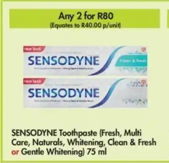 Makro Sensodyne Toothpaste (Fresh, Multi Care, Naturals, Whitening, Clean & Fresh or Gentlr Whitening) 75ml offer