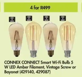 Makro Connex Connect Smart Wi-Fi Bulb 5 W Led Amber Filament, Vintage Screw or Bayonet offer
