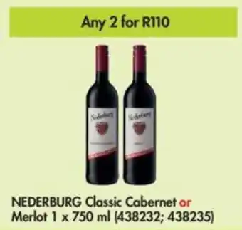 Makro Nederburg Classic Cabernet or Merlot 1x750ml offer