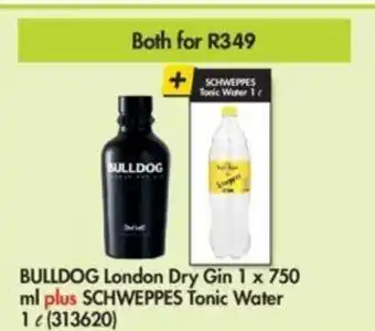 Makro Bulldog London Dry Gin 1x750ml plus Schweppes Tonic Water 1l offer