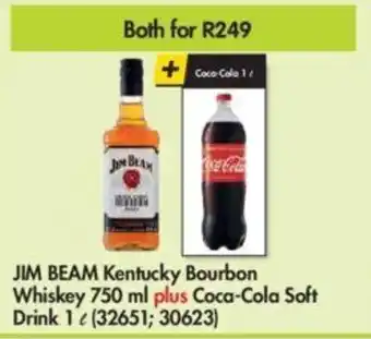 Makro Jim Beam Kentucky Bourbon Whiskey 750ml plus Coca-Cola Soft Drink 1l offer