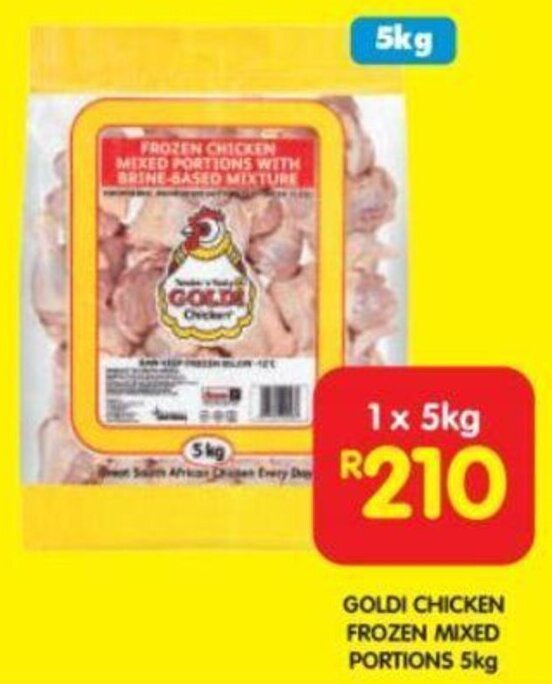 Goldi Chicken Frozen Mixed Portions 5kg offer at Shoprite
