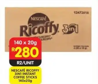 Shoprite Nescafe Ricoffy 3in1 Instant Coffee Sticks 140x20g offer