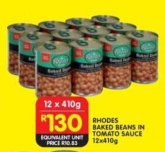 Shoprite Rhodes Baked Beans in Tomato Sauce 12x410g offer