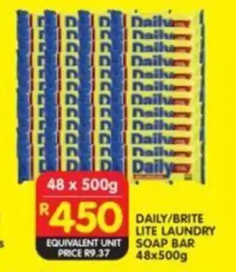 Shoprite Daily/Brite Lite Laundry Soap Bar 48x500g offer