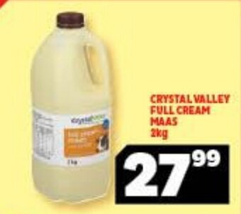 Usave Crystal Valley Full Cream Maas 2kg offer