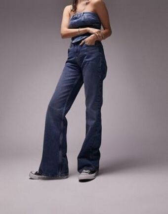 Asos Topshop 90's flare jean in mid blue offer