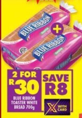 Shoprite Blue Ribbon Toaster White Bread 700g offer