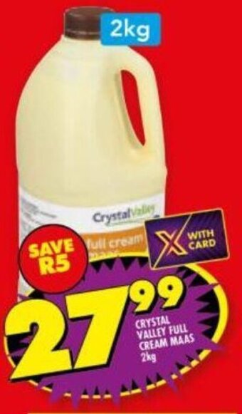 Shoprite Crystal Valley Full Cream Maas 2kg offer