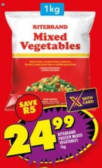 Shoprite Ritebrand Frozen Mixed Vegetables 1kg offer