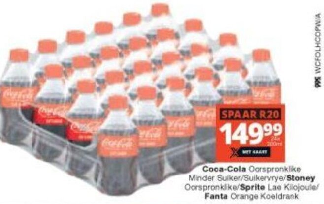 Coca-Cola Oorspronklike Minder Suiker/Suikervrye/Stoney Oorspronklike