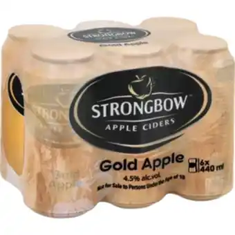 Shoprite Strongbow gold apple cider cans 6 x 440ml offer