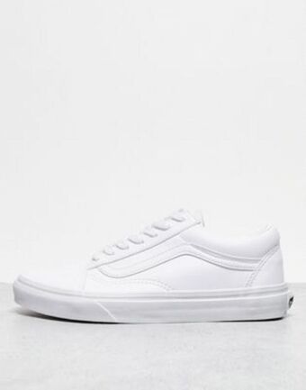 Vans old skool trainers in tumble faux leather triple white