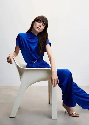 Satin jumpsuit with belt