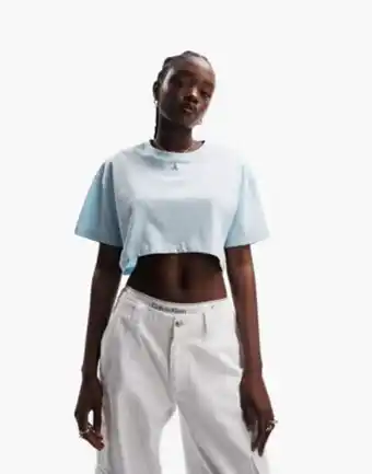 Asos Asos design super crop t-shirt in baby blue offer