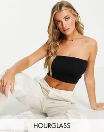 Asos Asos design hourglass ultimate crop bandeau top in black offer