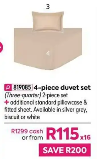 HomeChoice 4-piece Duvet Set offer