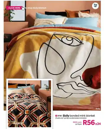 HomeChoice Sicily Bonded Mink Blanket 3kg offer