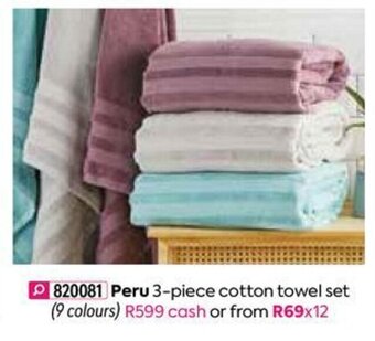 HomeChoice Peru 3-piece Cotton Towel Set offer
