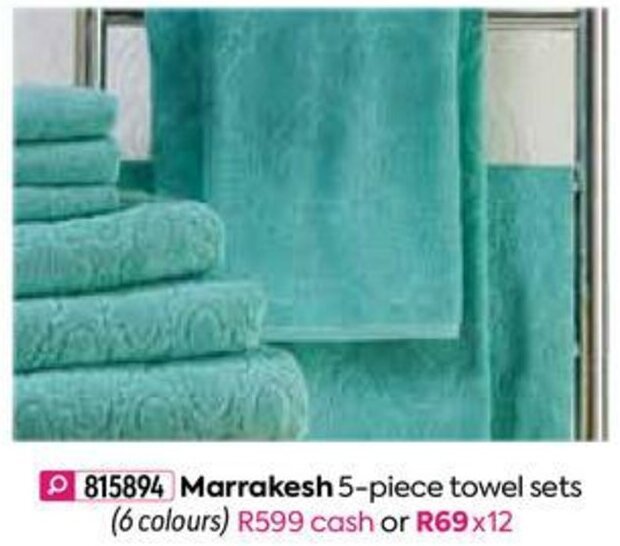 HomeChoice Marrakesh 5-piece Towel Sets offer