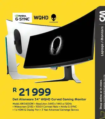 Computer Mania DELL - Alienware 34" WQHD Curved Gaming Monitor offer