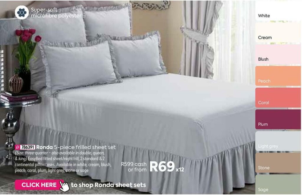 Ronda 5piece Frilled Sheet Set offer at HomeChoice