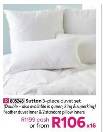 HomeChoice Sutton 3-piece Duvet Set offer