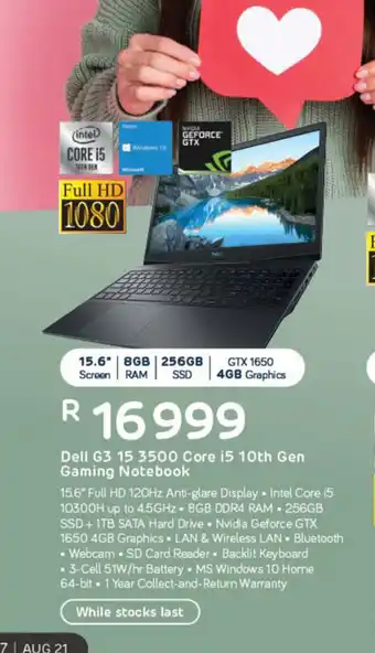 Computer Mania DELL - G3 15 3500 Core i5 10th Gen Gaming Notebook offer