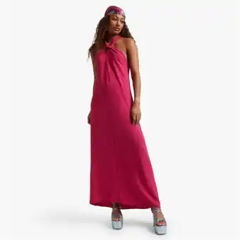 Women's cerise pink halterneck airflow maxi dress