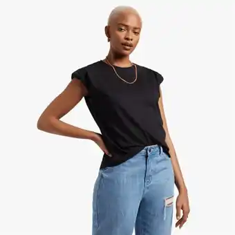 The FIX Women's black t-shirt with pleated shoulder pads offer