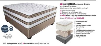 HomeChoice Restonic Aireloom Dream Mattress & Base Set offer