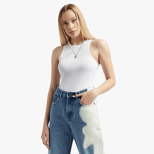 Women's white fitted vest offer at The FIX