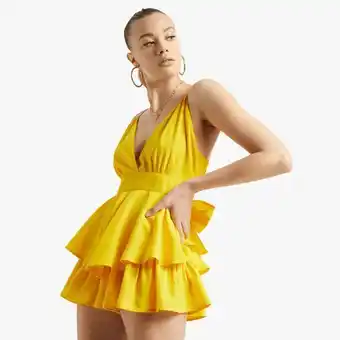 Women's yellow tiered playsuit