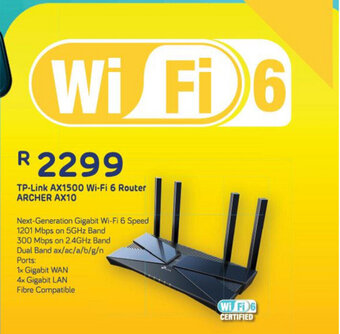 Computer Mania Tp-Link AX1500 Wi-Fi 6 Router Archer AX10 offer