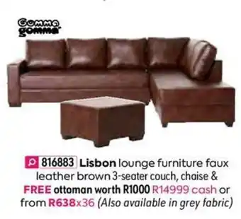 HomeChoice Lisbon Lounge Furniture Faux Leather Brown offer