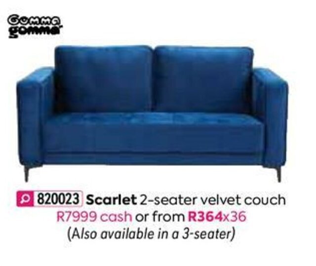 Scarlet 2seater Velvet Couch offer at HomeChoice