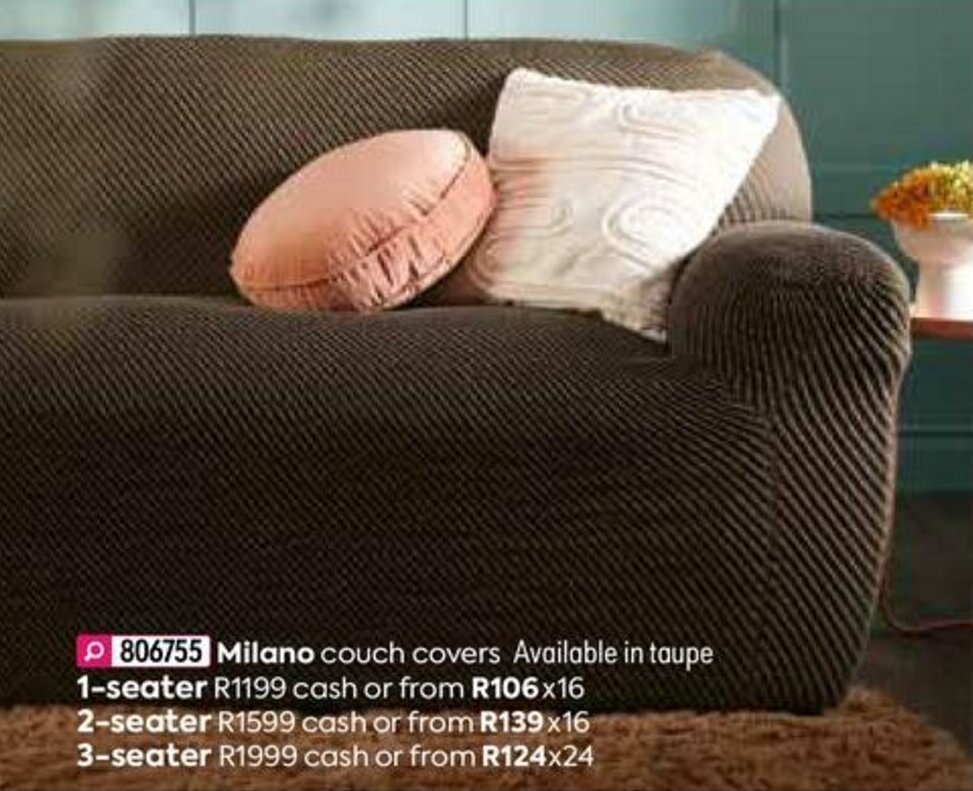 Milano couch covers 1seater offer at HomeChoice