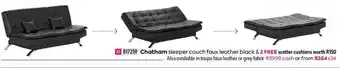 Chatham Sleeper Couch Faux Leather Black