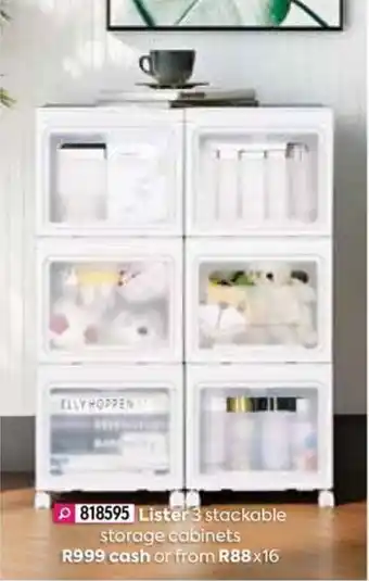 Lister 3 stackable storage cabinets